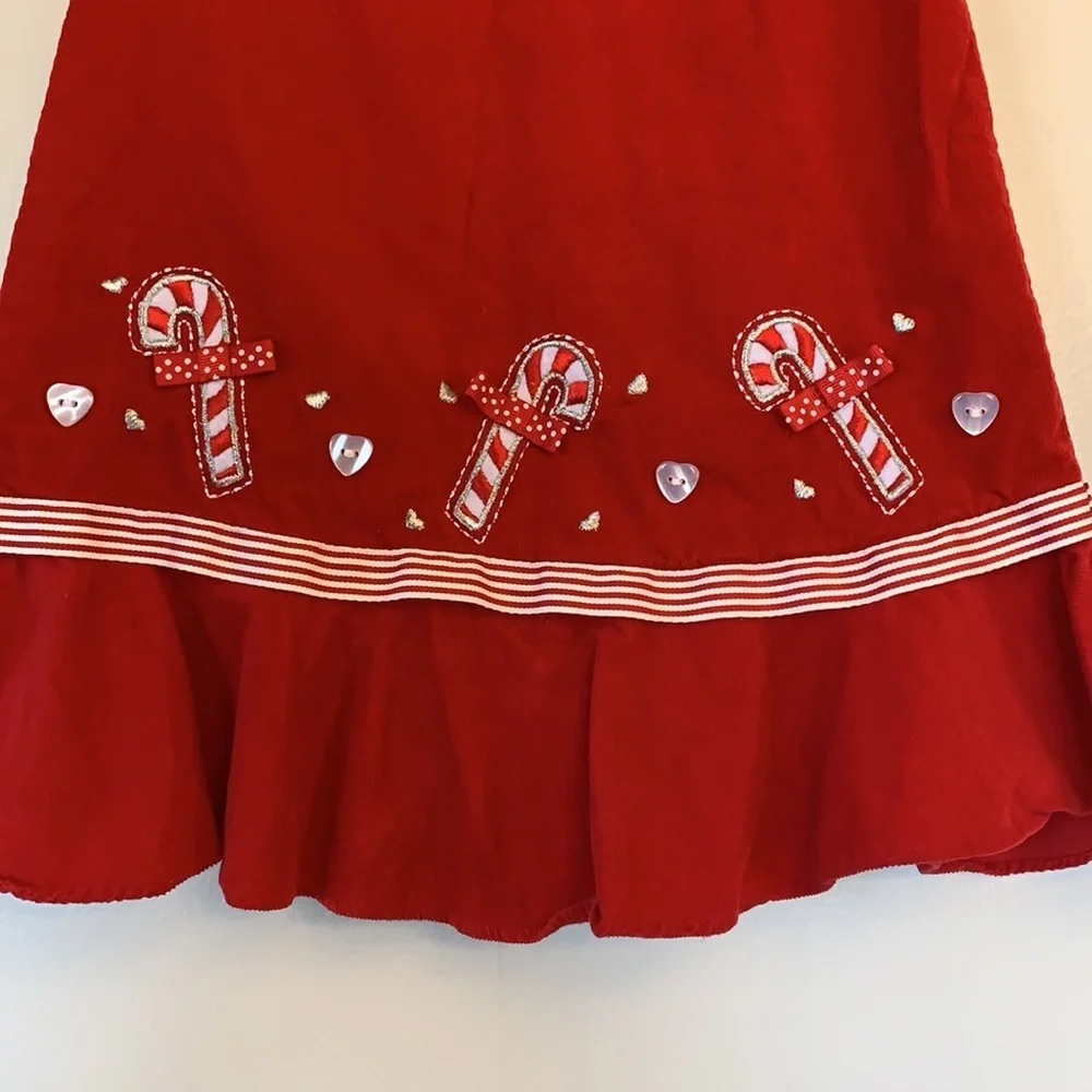 Red Girls' Sleeveless Candy Cane Holiday Dress